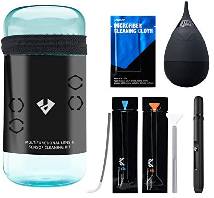VSGO Kit de nettoyage pour appareil photo VS-A7E,Bouteille portable,Souffleur d'air,Stylo de nettoyage,Chiffon de nettoyage pour appareil photo reflex numérique Canon, Nikon, Pentax, Samsung, Fuji