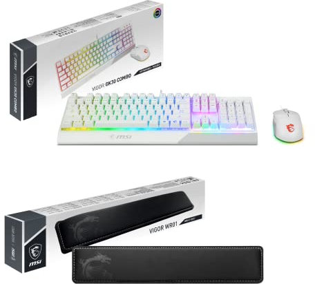 MSI Vigor GK30 Combo White DE + Vigor WR01 Gaming Handgelenkauflage