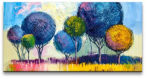 Paul Sinus Leinwandbild 120x60cm Farbenfroh runde Bäume Kunstvoll Bunt Dekorativ