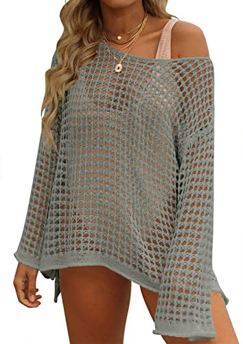Rayson Copricostume Donna Spiaggia da Mare Allentato a Manica Lunga con Spalle Scoperte Coprire Vuoto Costumi da Bagno Cover Up