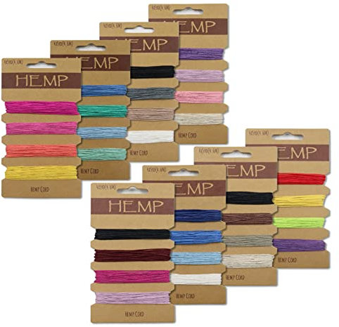 Cordón de cáñamo encerado de 32 colores de 1 mm, 8 tarjetas de hilo de lino de color, 160 yardas de hilo recubierto de cera, cordel colorido para hacer pulseras de joyería, artesanía hecha a mano