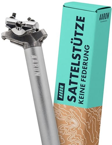 AARON Post Sattelstütze mit 31,6 mm Durchmesser, Aluminium Sattelrohr mit 350 mm Länge, Stütze für Cityrad, Trekkingrad, Tourenrad und Mountainbike mit Skala in Silber