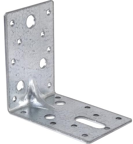 BPC Fixings Galvanised Heavy Duty Angle Bracket 50-Piece Set, 90 mm Length x 60 mm Width x 90 mm Height, Silver