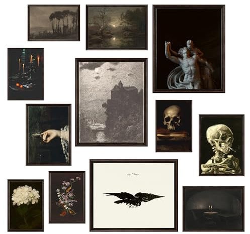 97 DECOR Dark Academia Room Decor - Gothic Home Decor, Moody Halloween Decor, Dark Academia Aesthetic Pictures, Creepy Posters Goth Art Prints, Edgy Witchy Gallery Wall Art for Dorm Bedroom (UNFRAMED)