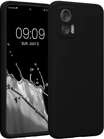 kwmobile Handyhülle kompatibel mit Motorola Edge 30 Neo Hülle - gummierte Handy Case aus Silikon in Schwarz