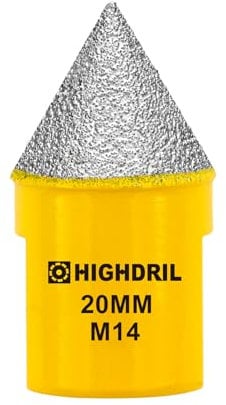 Diamant Fingerfräser - HIGHDRIL 20mm Diamant-Fasenfräser mit M14 Gewinde zum Vergrößern und Beschneiden bestehender Löcher in Porzellan, Keramik, Marmor, Granit