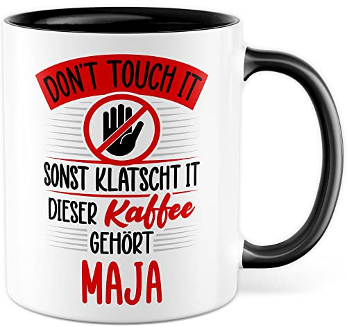 Lustige Tasse personalisiert Kaffeetasse mit Wunschname Kaffeeliebhaber Geschenk Kaffee-Becher anpassbar witzige Geschenkidee personalisierbar Humor Dieser Kaffee gehört eigener Name (Weiß/Schwarz)
