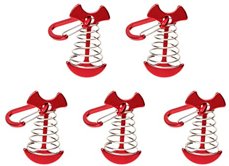 Clous d'ancrage de Plate - Forme, 5pcs Rouge Fishbone Tente Piquet Coupe - Vent Tente Piquet réglable Fishbone Plate - Forme Ancre Clous Installation Simple Tente Ressort Boucle