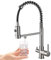 Trinkwasser Küchenhahn Pull Down Sprayer 2 Griff 3 in 1 Wasserfilter Reiniger Wasserhähne Frühling Bogen (gebürstetes Nickel)