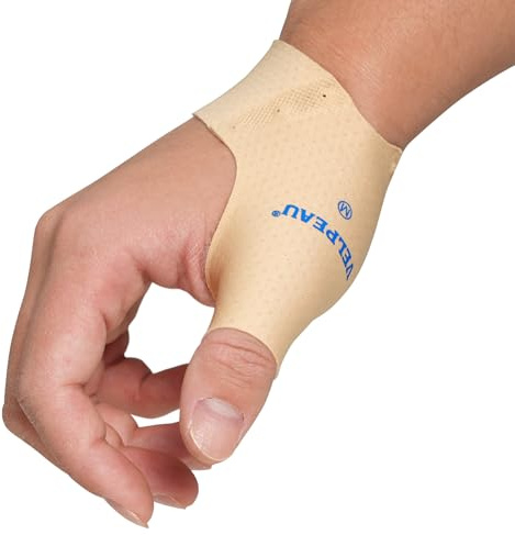 Velpeau Thumb Compression Sleeve for Tendonitis (Pack of 2), Seamless Technology, Gloves Wraps for Arthritis Pain Relief for Women & Men, Splint Liner, Fits Both Hands (Khaki, Short Version, M)