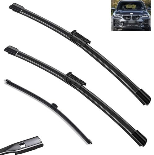 Limpiaparabrisas de coche compatible con BMW X1 F48 2015-2020, limpiaparabrisas trasero delantero de coche, limpiaparabrisas de goma suave, parabrisas automático de 26+16+14 2017 2018 2019 (Colo