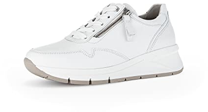 Gabor Damen Low-Top Sneaker, Frauen Halbschuhe,Wechselfußbett,Komfortable Mehrweite (H),schnürschuhe,keil Sneaker,Weiss,37 EU / 4 UK