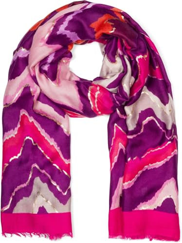 styleBREAKER Damen Web Schal Zick-Zack Metallic | 180x86 cm Maß, weiches kratzfreies Gewebe für den Sommer, kurze Fransen, flexibel als große warme Stola drapierbar.