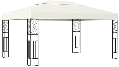GuyAna Pavillon 3×4 m Creme Stoff Grill Pavillon Wasserdicht Stabil Winterfest TerrassenüBerdachung
