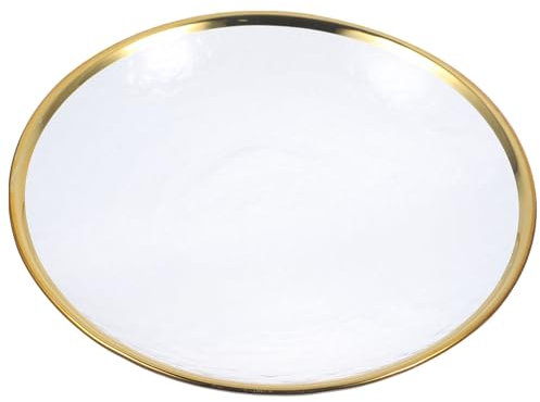 PRETYZOOM Assiette À Salade En Verre De Cristal Assiettes À Dessert Rondes Transparentes De 6 Pouces Avec Bord Doré Plateau À Steak En Verre Assiette À Dîner Élégante Assiettes De Service