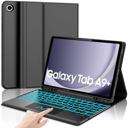JADEMALL Clavier avec Trackpad pour Samsung Tab A9+/A9 Plus 11 2023, AZERTY Français Clavier Rétroéclairé Détachable avec Touchpad pour Samsung Tab A9+/A9 Plus 11, Noir