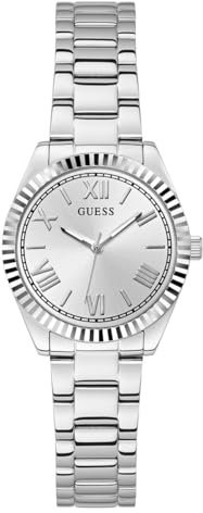 GUESS Mini Luna Damenuhr aus Edelstahl, Silber, Klassisch