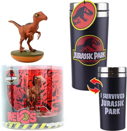 Toptoys2u Bargain Bundles Jurassic Collectors - Juego de regalo de taza de viaje y figura de Raptor