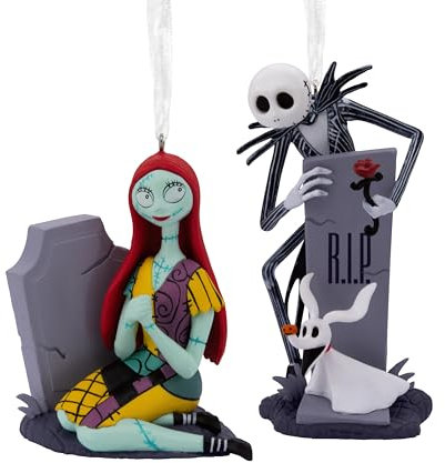 Hallmark Disney Tim Burton's The Nightmare Before Christmas Jack Skellington and Sally Adornos de Navidad, juego de 2