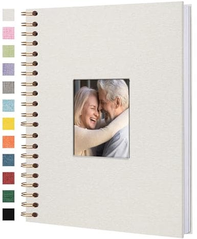 Yopih Fotobuch Scrapbook mit Leineneinband, 20 x 28 Cm Hardcover mit weißem Kraftpapier-Seiten, für Reisen Hochzeit Gästebuch Weihnachten Baby Shower (40 Blätter/80 Seiten)