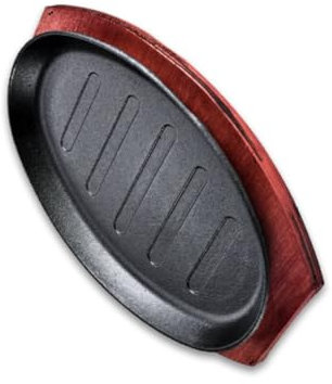 YYJINGYOU Heat resistant iron pan Skillet Hot Steak Pan Cast Iron Sizzler Plates,Baking pan. (Elliptic fringe, 23cm*14cm)