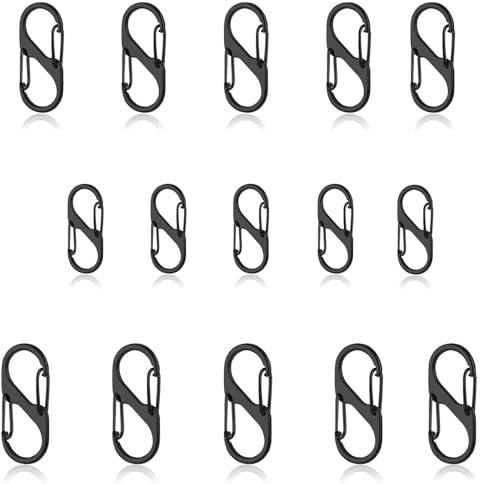 15Pcs Backpack Lock, S Clips, Small Carabiner Clips, S Carabiner, S Ring Locking Carabiner Double Clip Hook for Outdoor Hiking Fishing Camping Traveling