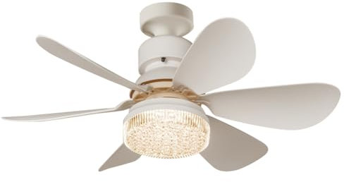 Torribala Modern Small E27 Screw Fan Light Lighting Remote Control Smart Silent LED Ceiling Fan Bedroom Kitchen No Wiring Needed