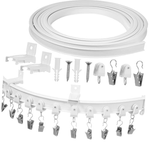 HAWILLOSCH Flexibles Vorhangschienen-wandmontage-set 5 M Geräuscharme Schiene Inklusive Schienenklemmen Und Hardware
