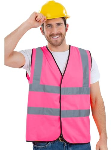 Smiffys Pink High-Vis Vest, Oktoberfest Fancy Dress, Adult Dress Up Accessories, World Book Day