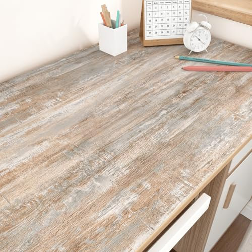 Yullpaper Klebefolie Holzoptik Tapete Beige Braun Abwaschbare Küchenfolie Schränke Wand Tapeten Folie Arbeitsplatte Küche Klebetapete Vintage Beige Möbelfolie Holzoptik Selbstklebend 40cm x 800cm