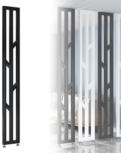 Paravent Raumteiler,Raumteiler Trennwand,Wand Trennwand Holz Lamellen Säulen,Paravent Raumteiler Innen Boden Bis Decke Raumtrenner,Metall-Trennwand, Mit Verstellbarem Fuß,Für Wohnzimmer(Black,80cm(2.6