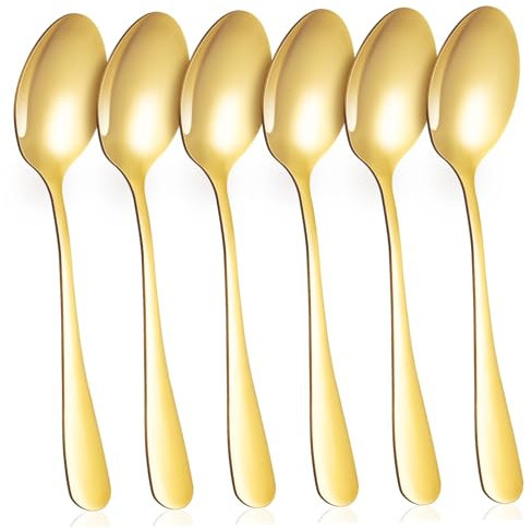 Garneck 6 Cucharas De Postre De Acero Inoxidable Cucharas Doradas Para Helado Minicucharas Para Pastel Para Helado, Café Con Leche