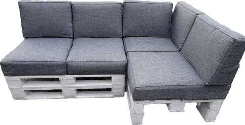 Jacek Paletten-Ecksofa mit Schaumkissen, Polsterset, 80 x 60 x 15 cm, Anthrazit (Set - 9 Elemente)