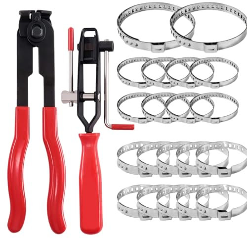 Set di 22 pezzi di Pinza per Fascette Auto Metalliche, Fascette Stringitubo, Inclusa Pinze per Fascette Auto e Fascette Metalliche Regolabili in Acciaio Inox. Ideali per la Maggior Parte Delle Auto