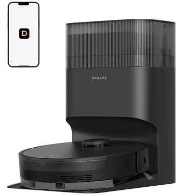 DREAME D20 Plus Robot Vacuum and Mop, 13,000Pa Suction, Self-Emptying with 5L Dust Bag, DuoBrush for Pet Hair, LDS Mapping, App & Voice Control, Ideal for Hard Floors & Carpets (Black)
