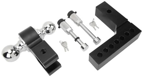 Masyrt Gancio di traino regolabile 6 Drop Rise 12500lbs capacità in acciaio inox per 2 camion pesanti, ricevitore GTW, gancio di trazione, gancio di traino Backbal (nero)