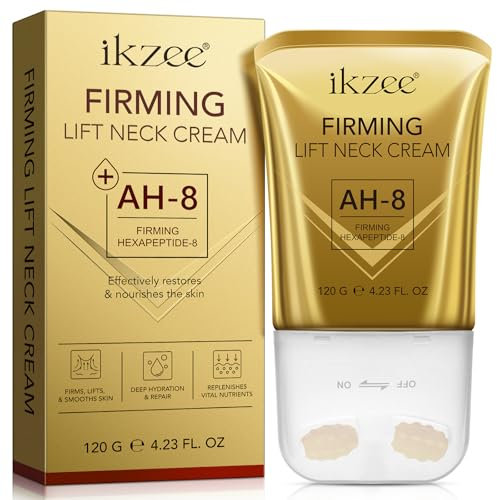 Ah-8 Straffende Halscreme Mit Roller, Straffende Creme FüR Den Hals, 360°-Roller-Massage-Design, Strafft Schlaffe Haut, Tiefe Hydratation, Entwickelt FüR Den Alternden Hals 120g