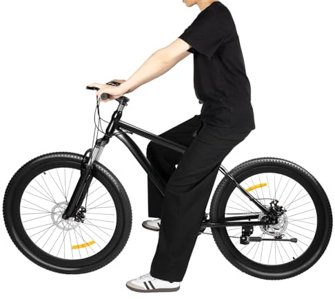 MIKIYUEER Premium Mountainbike in 26 Zoll,Fahrrad für Jungen Mädchen Damen und Herren,Scheibenbremse und 21-Gang Getriebe Mechanismus,Schwarz