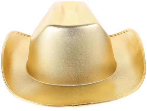 Supvox Kuhhut verkleiden funkeln goldener Cowboyhut Cowgirls Western metallisch Kostümzubehör Hut Frauen Kuhmädchenhüte Frauen-Cowgirl-Hut Cowgirl-Party-Dekorationen Eva