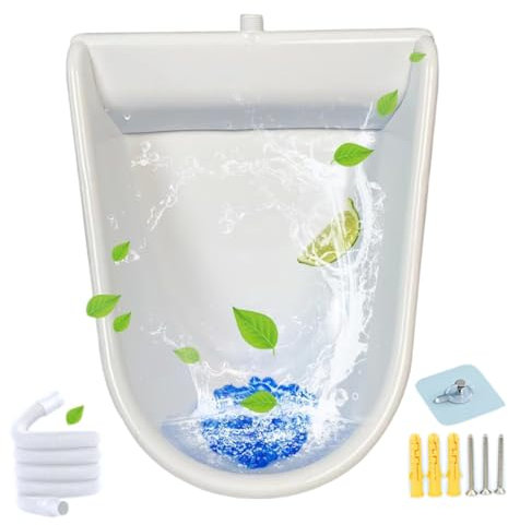 Jcasbdn Waterless Urinal Thicken Splashproof Anti-clogging Wall Mount PP Plastic Urinal for Toddlers Boys Men with 59 Hose for Backyard Garage