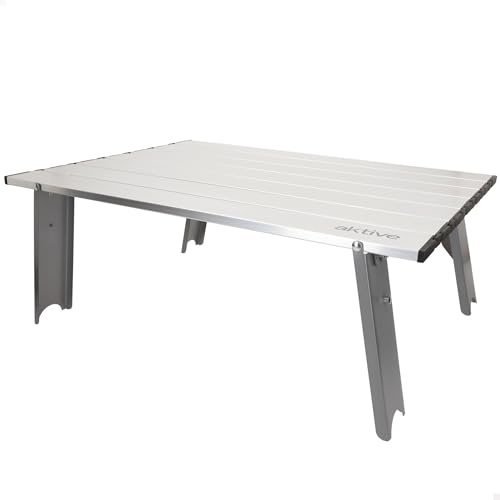 AKTIVE 63056 Klapptisch für Camping, 55 x 41 x 20 cm, Aluminium, leicht und robust, max. 20 kg, mit Transporthülle, mit Verankerungen, Camping, aufrollbar, Outdoor, Klapptische, Camping