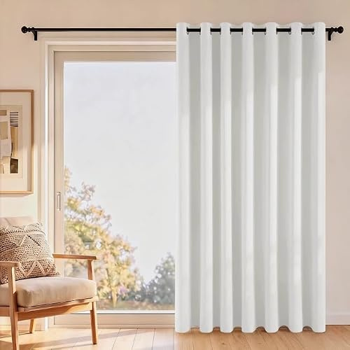 Hiasan Raumteiler Vorhang Blickdicht Thermovorhang, H213 x B203cm, Weiß | Gardine Schallschutz mit Ösen, für Schlafzimmer Büro, Privatsphäre Verdunkelungsvorhänge, 1 Stück