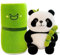Peluche Panda, 26cm Peluche Panda avec Bambou, Panda Jouet en Peluche, Panda Oreiller en Peluche Poupée, Poilue Panda Jouets en Peluche, Panda se cachant dans Un Sac en Bambou, Cadeaux pour Enfants