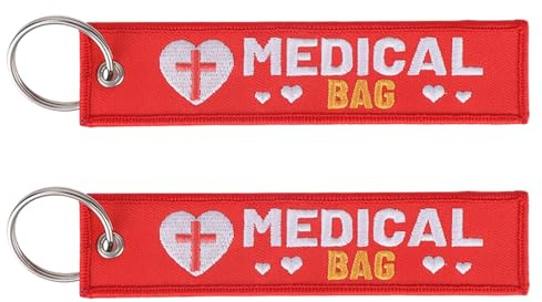 2pcs Medical Alert Bag Tag, Double-Sided Medical Equipment Luggage Supplies Tag Reusable Durable ID Tags Keychain for Backpack Luggage