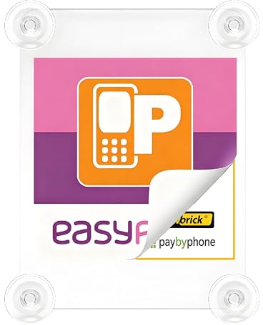 Easypark Plexiglas Schild Träger mit 4x Saugnapf 9x12cm - Easy Park Plakette für Digitale Ticketanbieter Vignette Hülle mit Aufkleber Stikcer