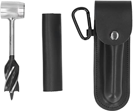 Bushcraft Handbohrer, Hochgeschwindigkeitsstahl, manueller Holzbohrer für Outdoor, Camping, Überleben, Holzbearbeitung, langlebiges Werkzeug, 16,5 cm, Schwarz