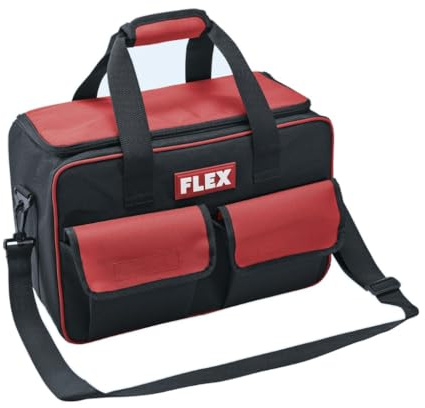 FLEX Transport Tasche FB S, Werkzeugtasche in Schwarz-Rot, Professionelle Aufbewahrungstasche mit Tragegurt, Modell 410/270