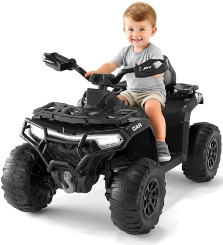Elektrisches Quad für Kinder, 12 V, mit 2 x 35 W leistungsstarken Motoren, Quad für Kinder mit Musik, Fernbedienung, Hupe und Stirnlampe, für Kinder von 3 bis 8 Jahren
