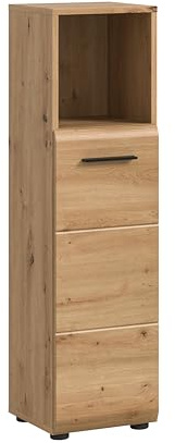 furnling Badschrank Ivy, Artisan Oak, 1 offenes Fach, 1 Tür, Stauraumschrank mit 2 verstellbaren Einlegeböden, Höhe 110 cm