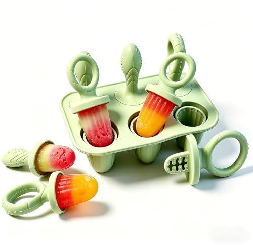 ZoneYan Bebe Moldes Helados Silicona, Sin Bpa Moldes de Paletas, Bebe Mold Polos, Silicona Ice Cream Mold, Ice Lolly Moulds, Reutilizables Poleras Helado, Molds Helados, Niños Molds Pepaletas (GR)